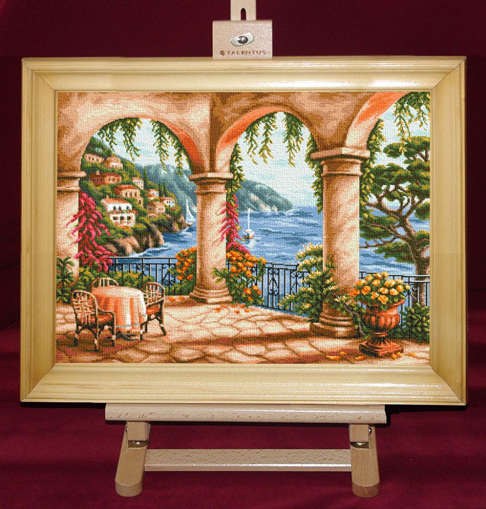 Terasa inflorita - Set goblen, cod produs: 6.74Culori: 40 Dimensiune: 25 x 32 cm