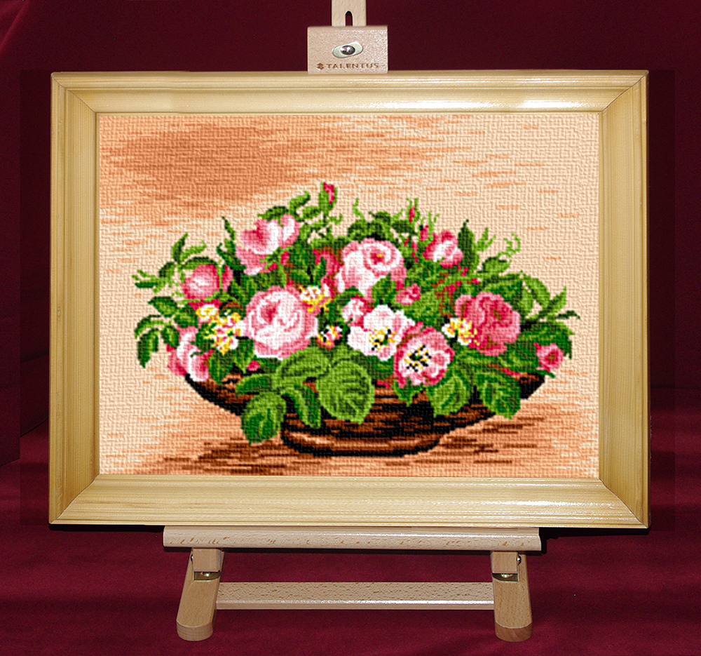 Cos cu trandafiri - Set goblen cod produs: 7.03Culori: 19 Dimensiune: 14 x 19 cm