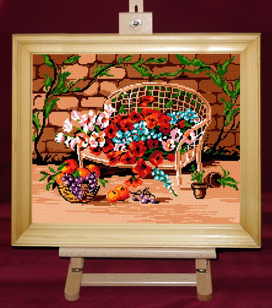 Banca cu flori - Set goblen cod produs: 7.06Culori: 20 Dimensiune: 14 x 17 cm