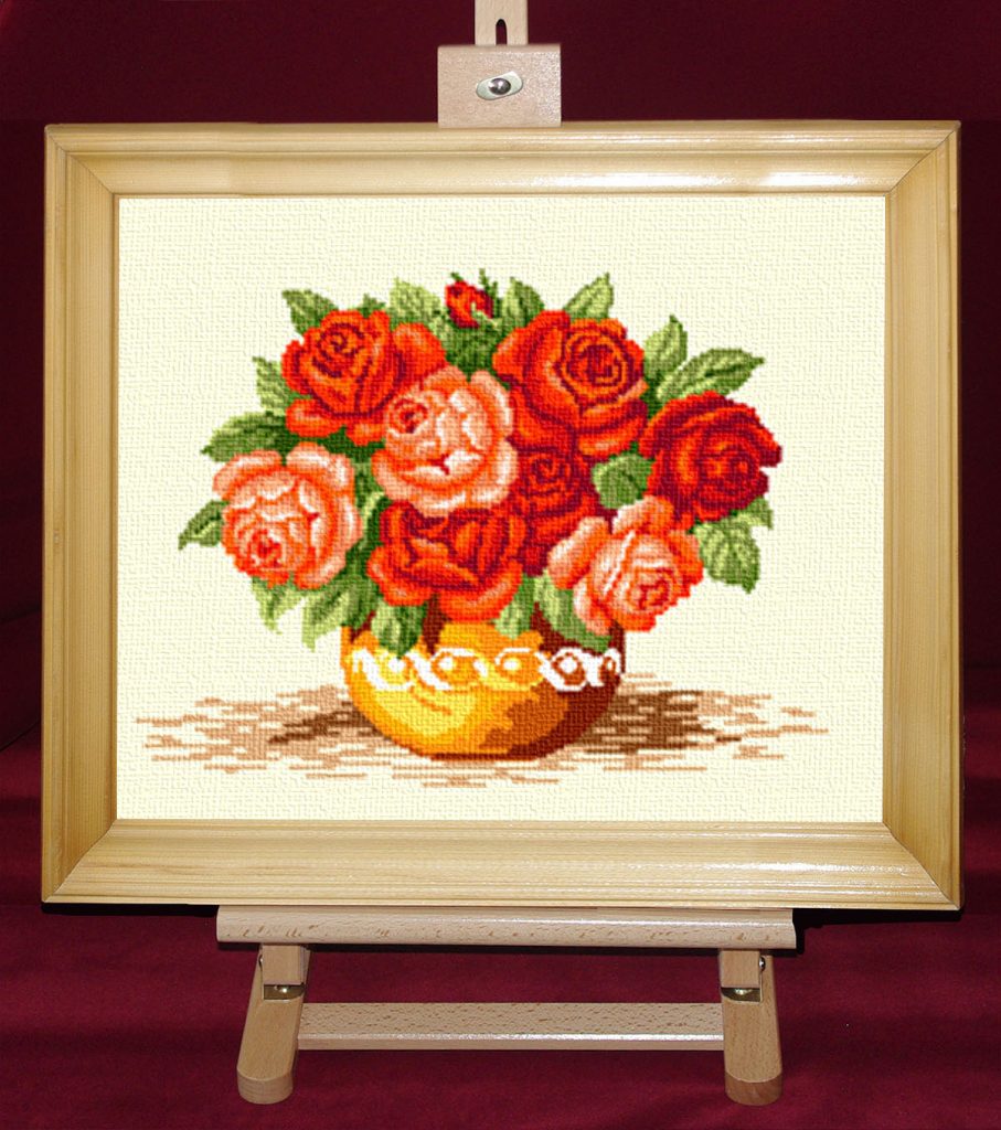 Vas cu trandafiri - Set goblen cod produs: 7.13Culori: 20 Dimensiune: 15 x 18 cm