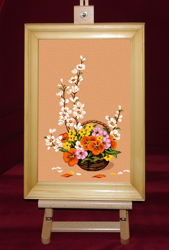 Ikebana cu panselute - Set goblen cod produs: 7.41Culori: 19 Dimensiune: 20 x 32 cm