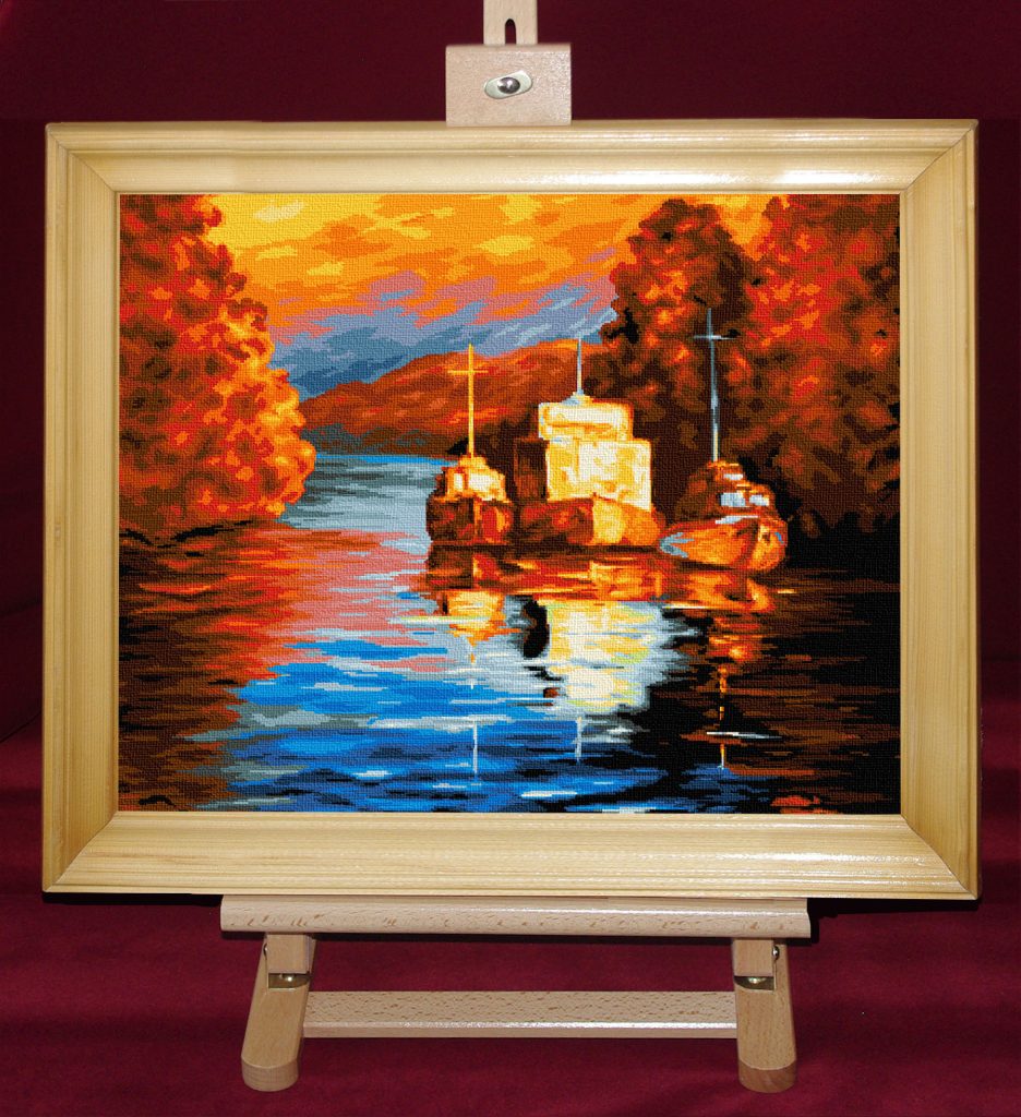 Convoi in apus - Set goblen cod produs: 8.26Culori: 29 Dimensiune: 30 x 37 cm