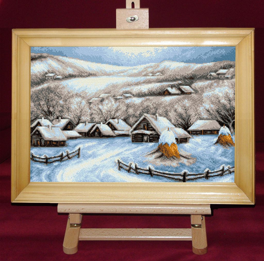 Satul troienit - Set goblen cod produs: 8.65Culori: 20 Dimensiune: 17 x 25 cm